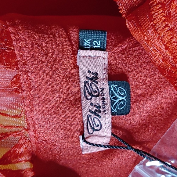 CHI CHI's LONDON* Red Lavinia Tea length dress crinoline satin lining sz UK 12 - Picture 12 of 17